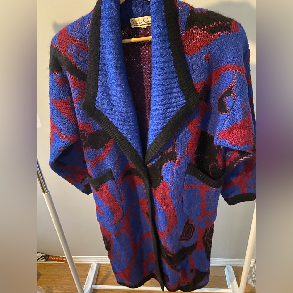 Vintage Mohair Wool Blend Long Cardigan Duster by Labelle - L/XL